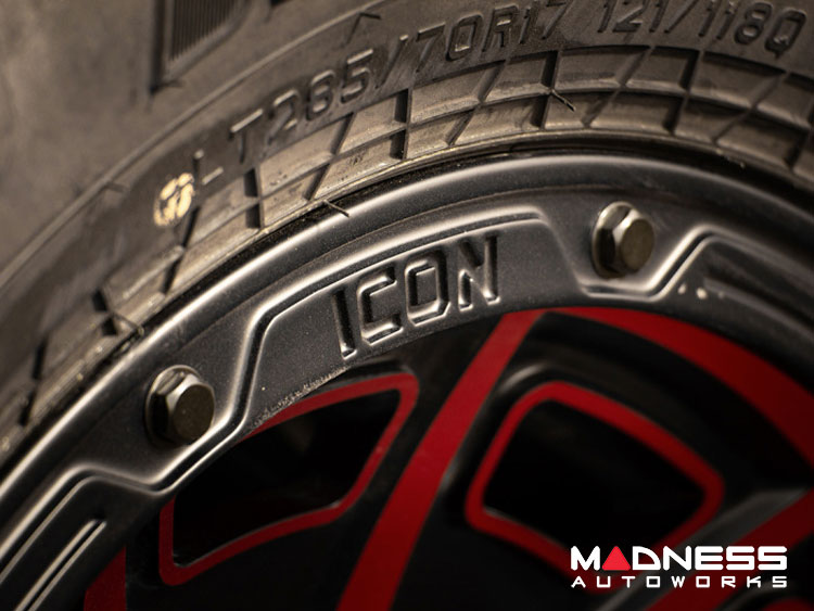 Ford Bronco Custom Wheels (1) - Victory - Satin Black w/ Red Tint - 17 X 8.5 / 6 x 5.5 / 0 / 4.75" - Icon 